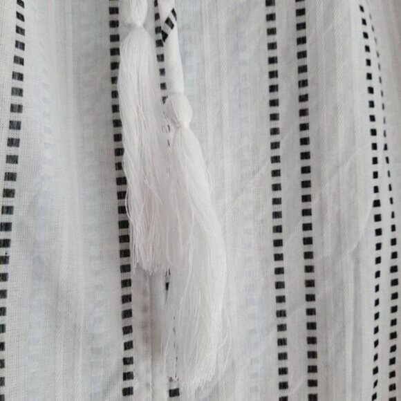 DEREK LAM 10 Crosby Relaxed Fit White Striped Peasant Blouse Sz 4 - Picture 6 of 11